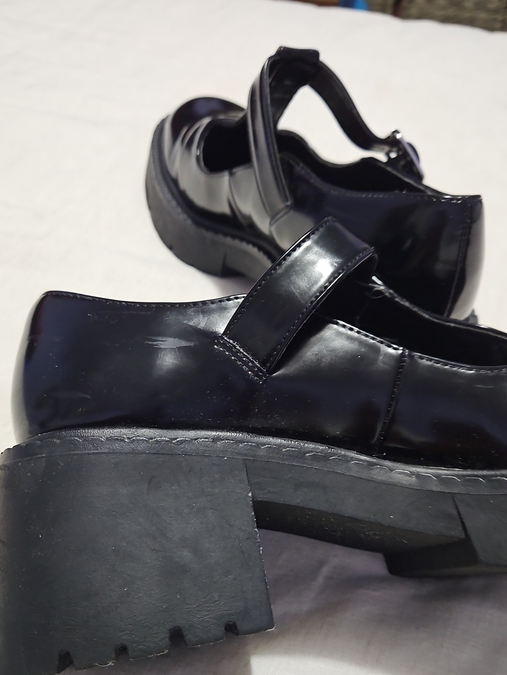 Madden Girl Black Patent Mary Jane Block Heel with Buckle Strap - Picture 7 of 16